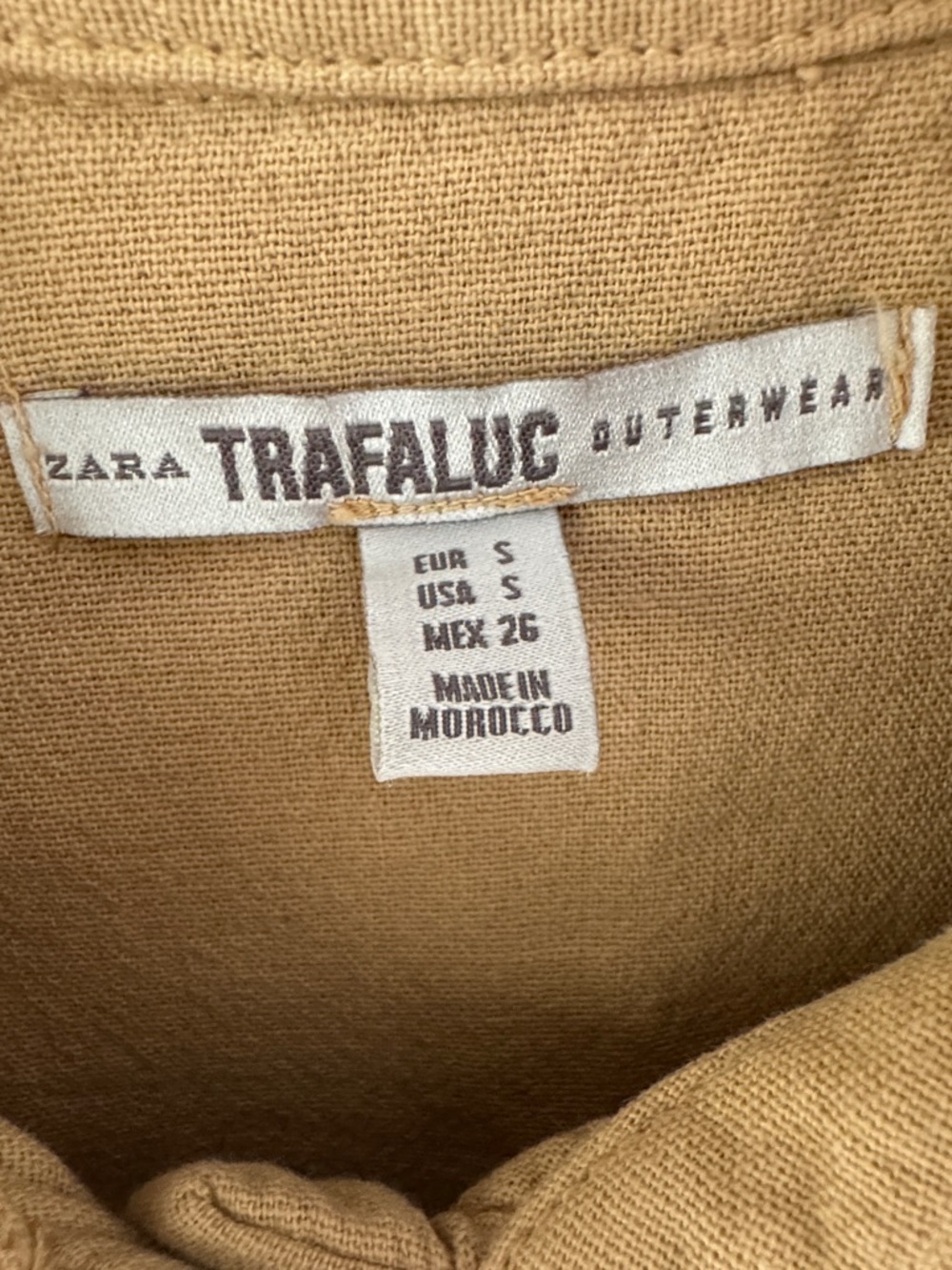 Zara Camel Button-Front Chore Jacket 100% Cotton - Picture 2 of 7